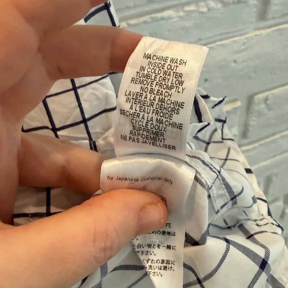 Frank & Eileen “Barry” Crinkled Plaid Shirt Blue and White - Medium - Picture 5 of 5